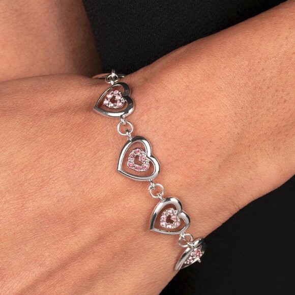 Paparazzi Jewelry Accessories - Catching Feelings - Pink Bracelet - Vintage - Picture 1 of 4